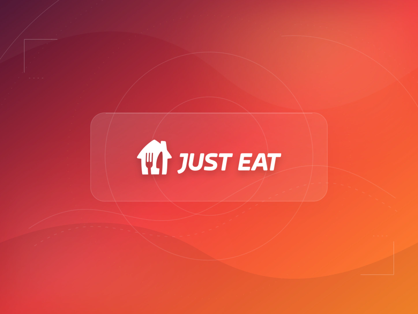 Portada abstracta de Just Eat — Cómete el juego, con el logotipo de Just Eat.