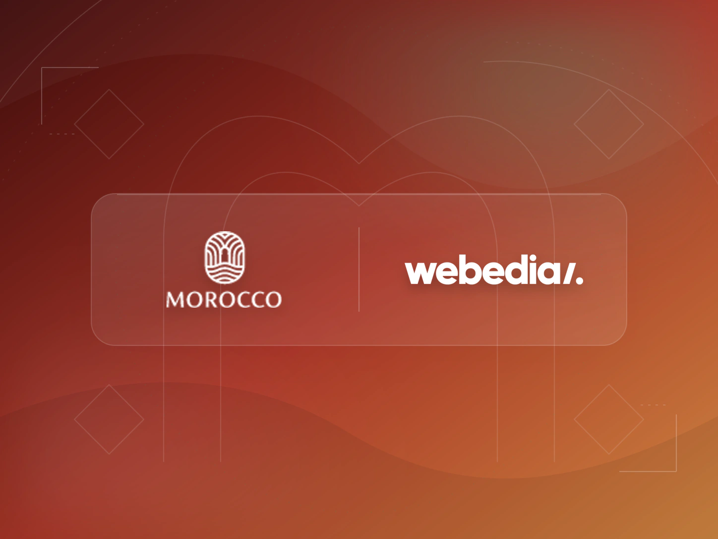 Portada abstracta de Visit Morocco x Webedia — Turismo, cultura y CAF Awards, con los logotipos de Visit Morocco y Webedia.