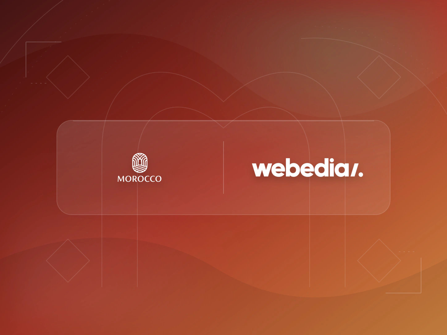 Portada abstracta de Visit Morocco x Webedia — Turismo, cultura y CAF Awards, con los logotipos de Visit Morocco y Webedia.